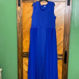 Full length royal blue jumpsuit with skirt